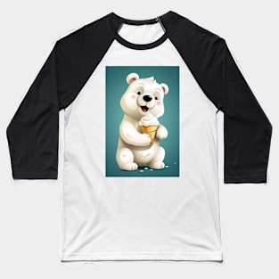 Cute Polar Bear Eating A Ice Cream Baseball T-Shirt